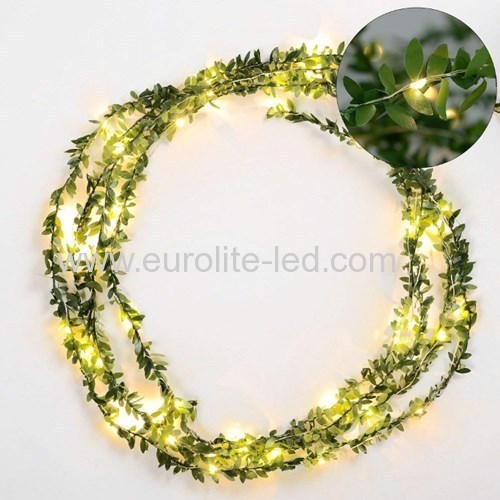 Led Green Leaves String Battery Fairy Room Holiday Wedding Decoration Night Light