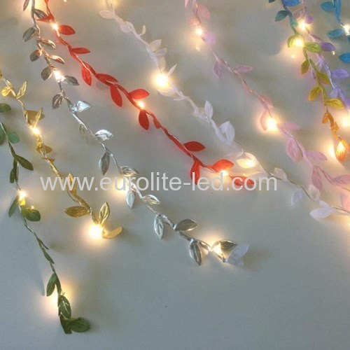 Led Solar Powered Green Leaves String 10m 20leds Fairy Room Holiday Wedding Decoration Night Light