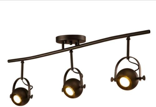 euroliteLED Three Heads Industrial Vintage Ceiling Spotlights Black Long Pole Spotlights