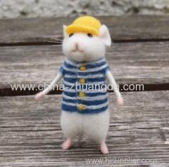 2019 Women Lovely Mice Mouse Handmade Animal Toy Doll Wool Needle Felt Poked Kitting DIY Wool Kits Package Non-Finished
