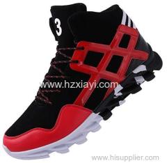 Made in China High Cut Leather Men Sneakers Basketball Shoes