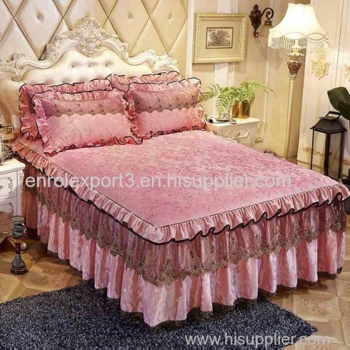 Luxury Lace Bedding Bed Skirt set Velvet Thick Bedspread Bed Linen Pillowcase Princess Bedclothes bed cover King Queen