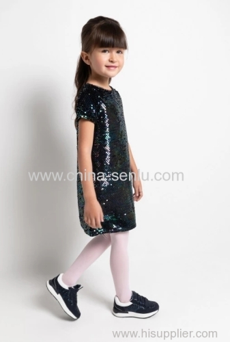 Childen's girls dress mesh with sequins emb.