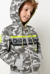 Childen's boys hood jacket with AOP print fleece