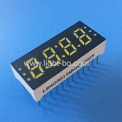 Ultra Bright White Four Digit 0.3  (7.6mm) Common Anode 7-Segment LED Display