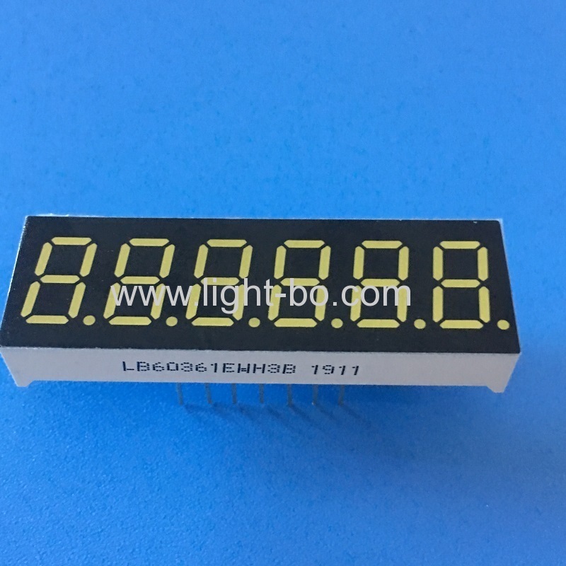 Ultra bright white 0.36" 6 digit 7 segment led display for instrument panel