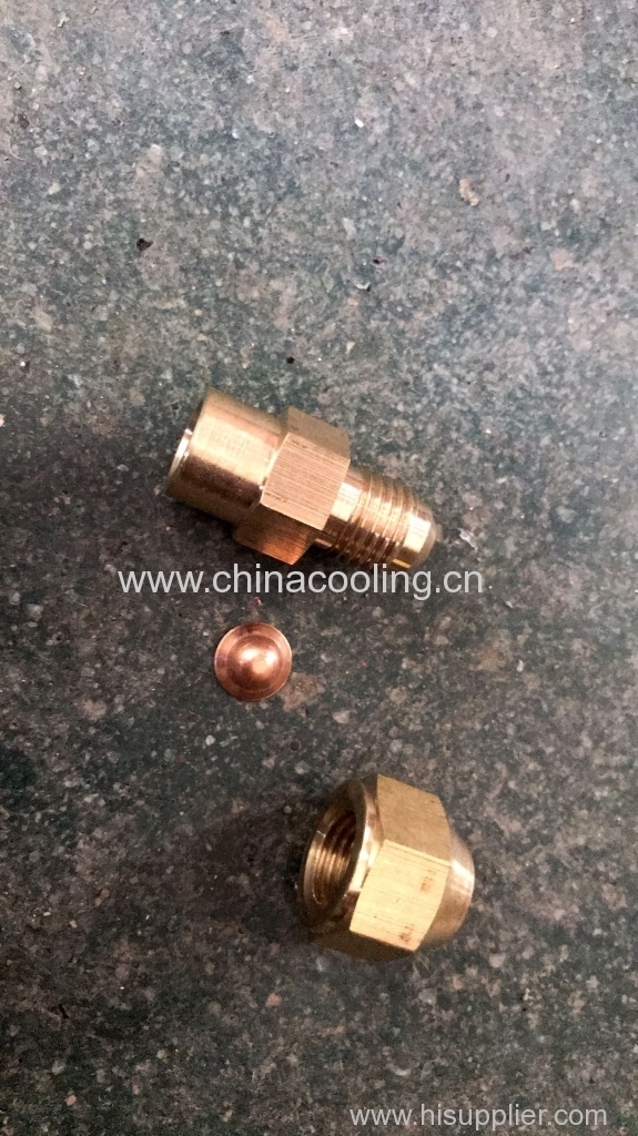 copper nuts and caps with diameter 9.52mm 6.35mm 8mm 3/8" connected with Cu-Al tube male and female sae flare