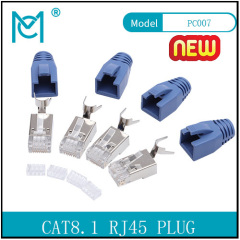 CAT 8.1 Modular RJ45 Plug 8P8C Shielded For Round Cable