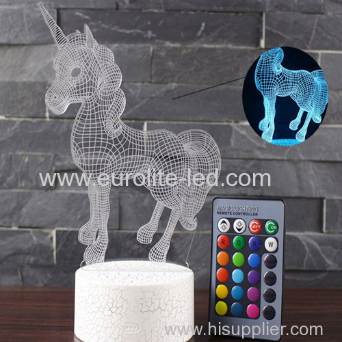 Led Acrylic Unicorn 3D Colours Sleep Kids Gift Room Decration Night Light