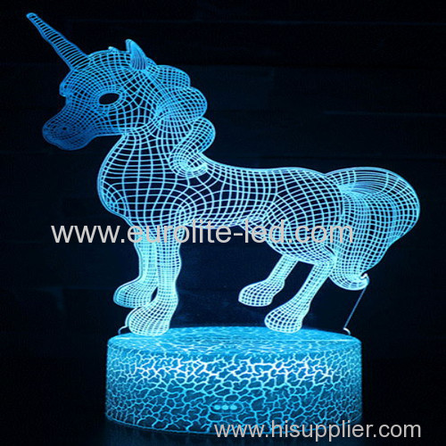 Led Acrylic Unicorn 3D Kids Gift Decration Night Light