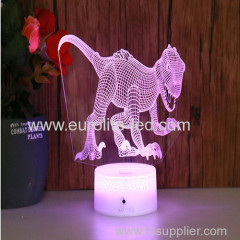 Led Acrylic Dinosaur 3D Colours Fire Cracks Kids Gift Room Decration Night Light