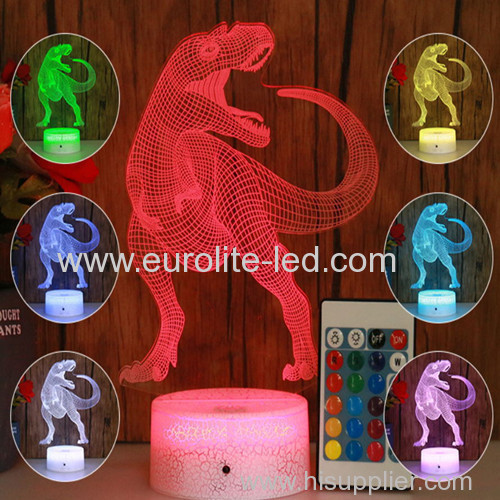 Led Acrylic Dinosaur 3D Colours Promiscuous Kids Gift Room Decration Night Light
