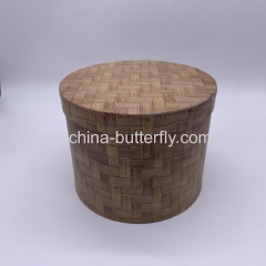 Hat Box With Weaved Bamboo Pattern