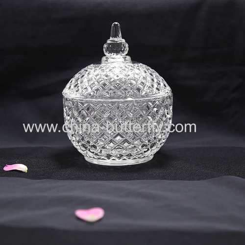 Etched Glass Container Candy Jar