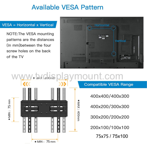 400*400mm Metal lcd tv wall mount swivel bracket