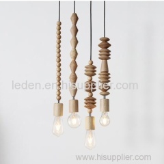 Home Decor Wooden Bead Chandelier Hanging Lamp Wood Pendant Light Modern