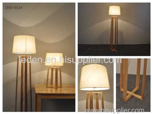 Nordic wood floor lamp set / Modern home decor floor light with wooden legs & fabric lampshade customized OEM