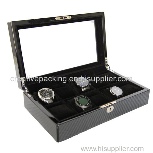 Collection classical black watch case storage display box watch storage display box High Quality Watch Boxes