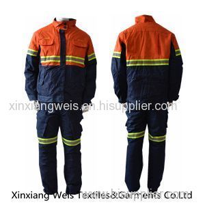 Fire resistant and anti-static oil industry safety workwear two tone coverall with FR reflective tape