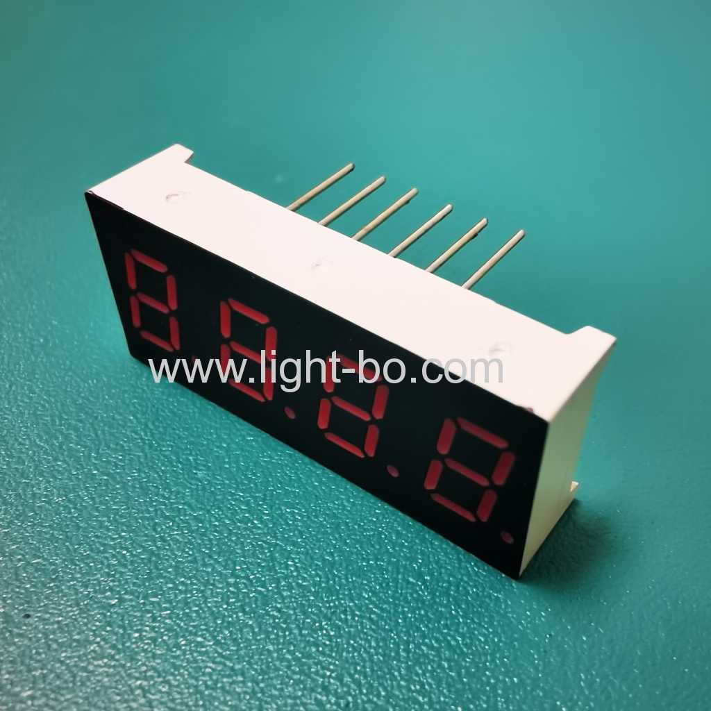 Ultra Red 0.3inch 4 digit 7 segment led display with Red segments black surface