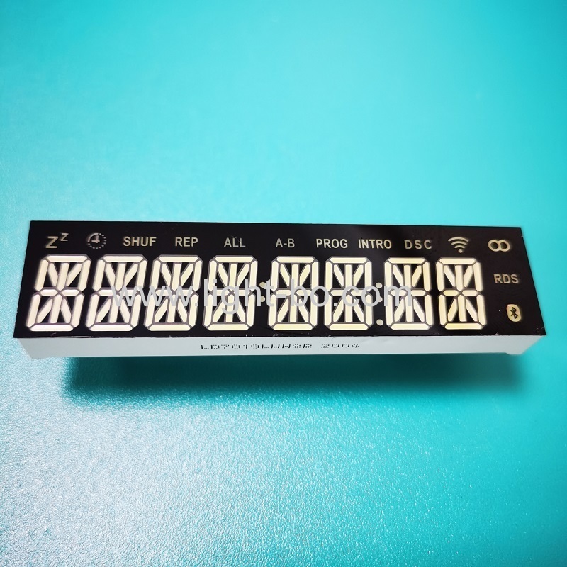 Ultra white custom design 8 digit 14 segment led display common cathode for Blue Speaker