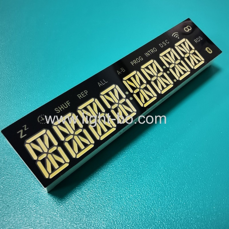 Ultra white custom design 8 digit 14 segment led display common cathode for Blue Speaker