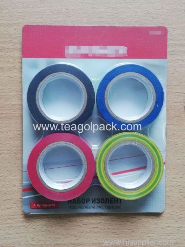 4Pc Adhesive PVC Tape Set Assted Color 0.13mmx19mmx10M