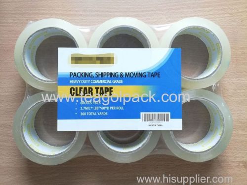 Packing Shipping Moving Tape 6Rolls Pack Commercial Grade 2.7Milx1.88  x60Yd