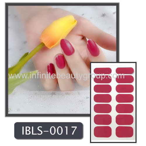 Imported Material Nail Sticker W/ Solid Color Or Glitter 14 Nails