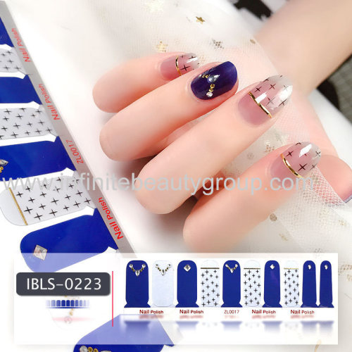 Imported Material 3D Nail Stickers Stickers w/ Gold Stamping and Imitation Diamond 22 Nails