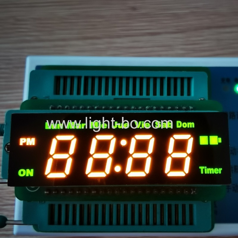 Customized yellow / green 4 digit 7 Segment led clock display common anode for digital timer control