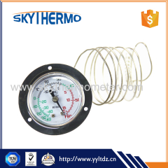 high quality stainless steel flange small round boiler industrial thermometer with capillary tube