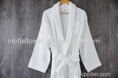 Terry 100% cotton bathrobe shawl collar white long hotel