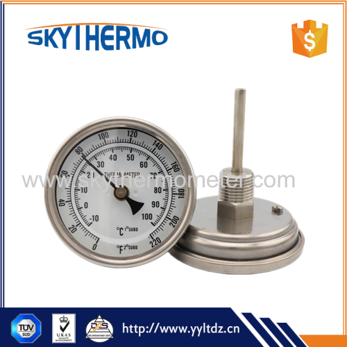 Full stainless steel Superior quality room temperature gauge boiler bimetal thermometer