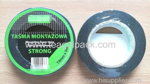 19mm Wx5m L Double Sided EVA Foam Mounting Tape ..Release Film: Green+Black Foam Tape