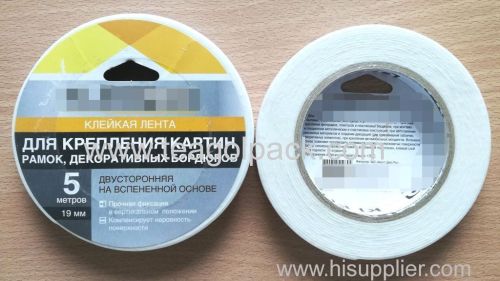 19mm Wx5m L Double Sided Adhesive Foam Tape ..Release Film: White+White Foam Tape