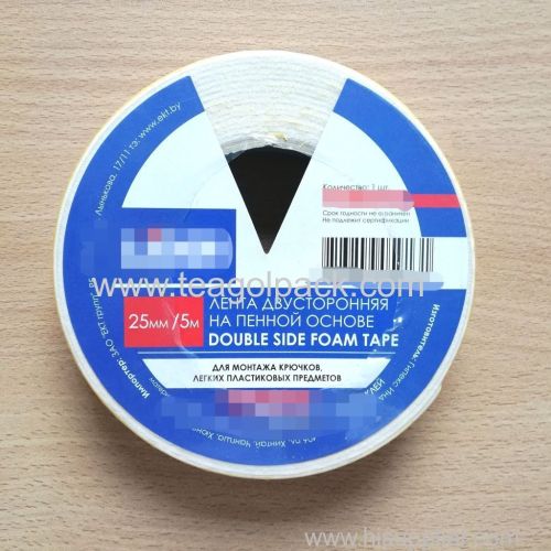 25mm Wx5m L Double Sided Adhesive Foam Tape ..Release Film: White+White Foam Tape