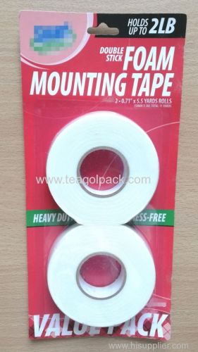 18mm Wx5m L 2PACK Double Sticky Foam Mounting Tape ..Release Film: White+White Foam Tape