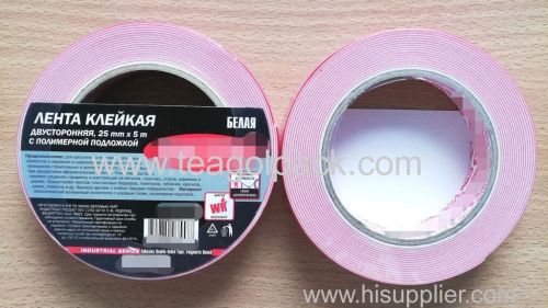 25mm Wx5m L Double Sided Adhesive Foam Tape ..Release Film: Red+White Foam Tape