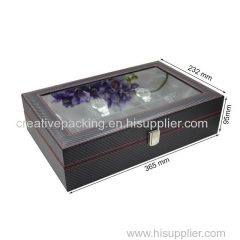 Black Leather Watch Box Wholesale Price For 12 Watches Display Leather Watch Box Wholesale watch storage display box