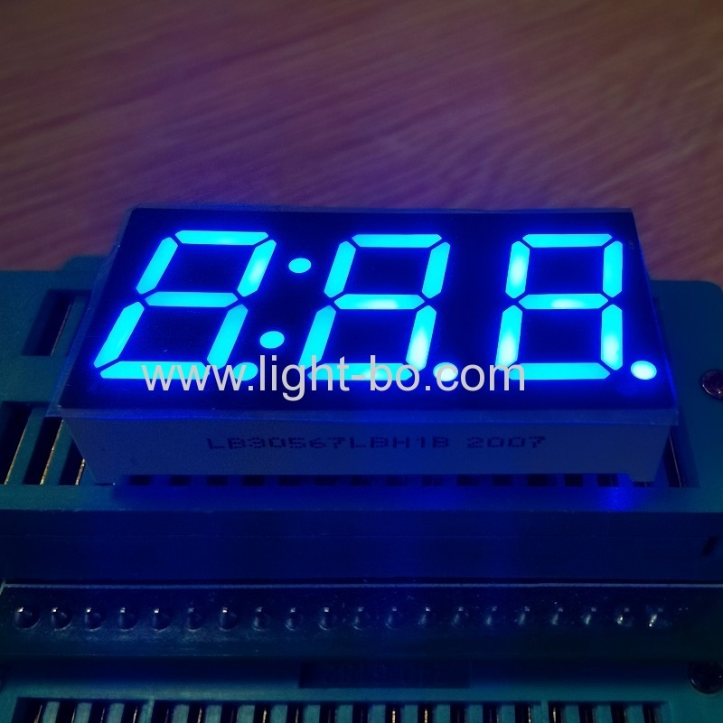 Ultra blue Three Digit 0.56inch 7 Segment LED Display common cathode for home appliances