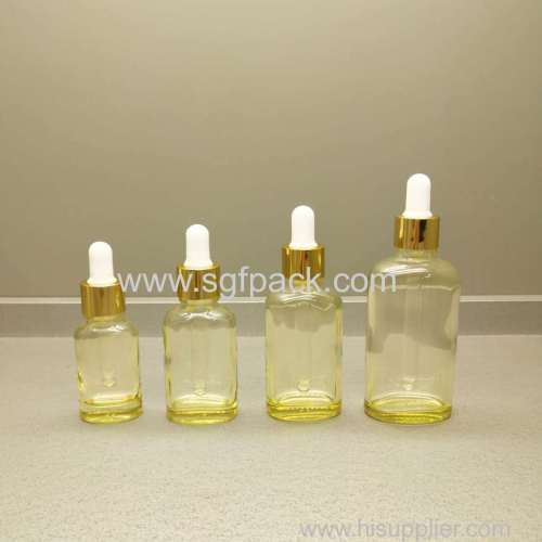 New product high quality luxury oblate glass oil bottle with aluminum dropper