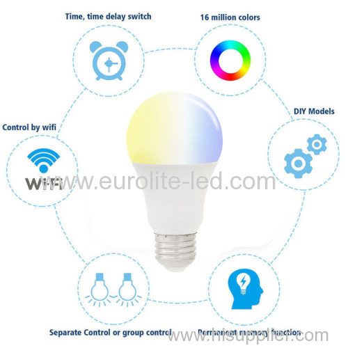 Smart Wireless Color-Changeable Bulb With Voice Control E27/E26/B22 Intelligent Indoor APP Control LED RGBW Dimming Lamp