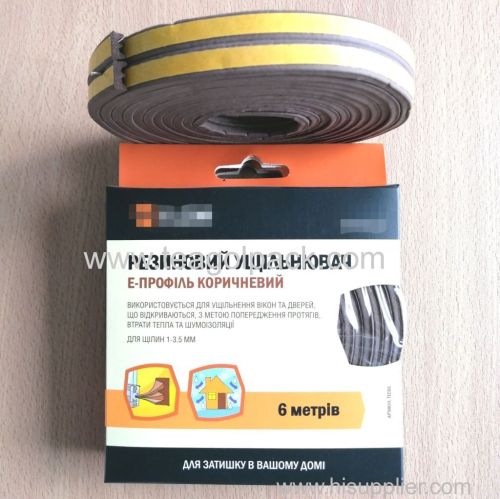 E-Profile Self-Adhesive Rubber Foam Seal Strip 6M(3mx2rolls)L Brown. EPDM-Profile.E Section Draught Excluder 6M Brown