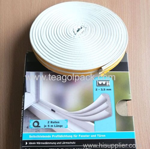 E-Profile Self-Adhesive Rubber Foam Seal Strip 10M(5mx2rolls)L White.