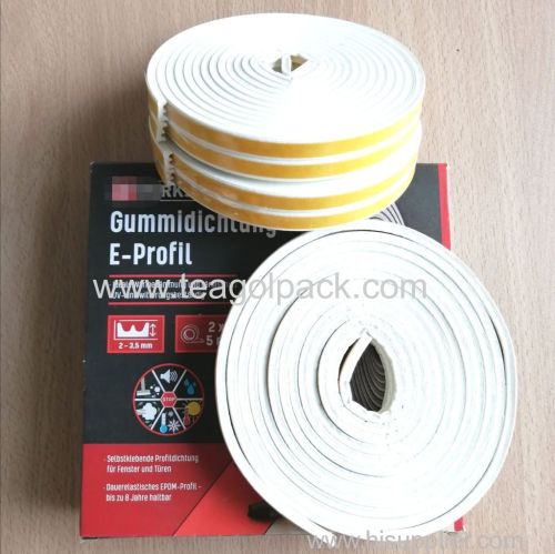 E-Profile Self-Adhesive Rubber Seal Strip 10M(5mx2rolls)L White. EPDM-Profile.E Section Draught Excluder 10M White