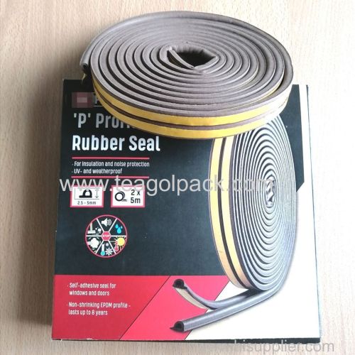 P-Profile Self-Adhesive Rubber Seal Strip 10M(5mx2rolls)L Brown. EPDM-Profile. Draught Excluder P Section