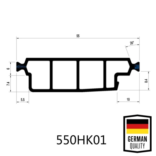 German Quality 55mm PA66 GF25 Hollow Chamber Thermal Break Polyamide Profiles