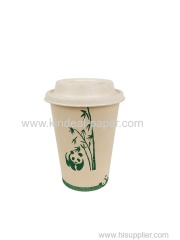 12oz 400ml light brown bamboo paper cup with lids for coffee drinking