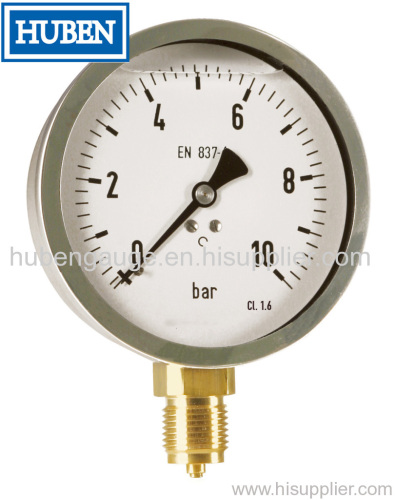 316 Stainless Steel Pressure Gauge with Brass Internals